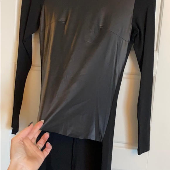 Black faux leather long sleeve “mullet” top - Picture 3 of 4